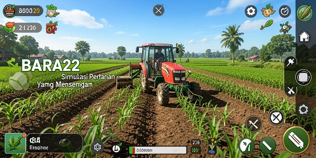 Tampilan gameplay BARA22 yang menggembirakan dalam pertanian.