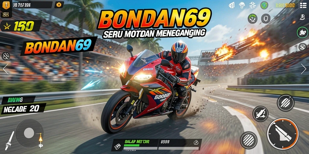 Screenshot BONDAN69 menampilkan aksi balap motor yang mendebarkan.