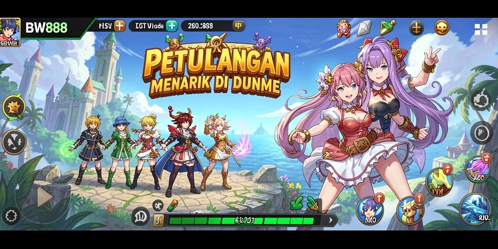 Screenshot gameplay BW888 menunjukkan aksi karakter anime yang luar biasa.
