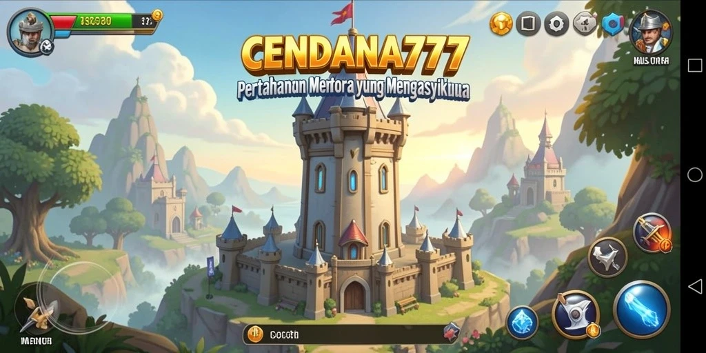 Tampilan gameplay seru dari CENDANA777 dalam suasana pertahanan menara.
