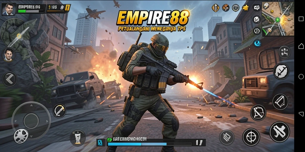 Tampilan gameplay seru dari EMPIRE88 dalam pertempuran TPS.
