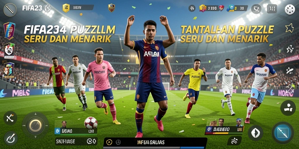 Tangkapan layar dari gameplay <strong>FIFA234</strong> menampilkan tantangan Puzzle yang berwarna-warni.