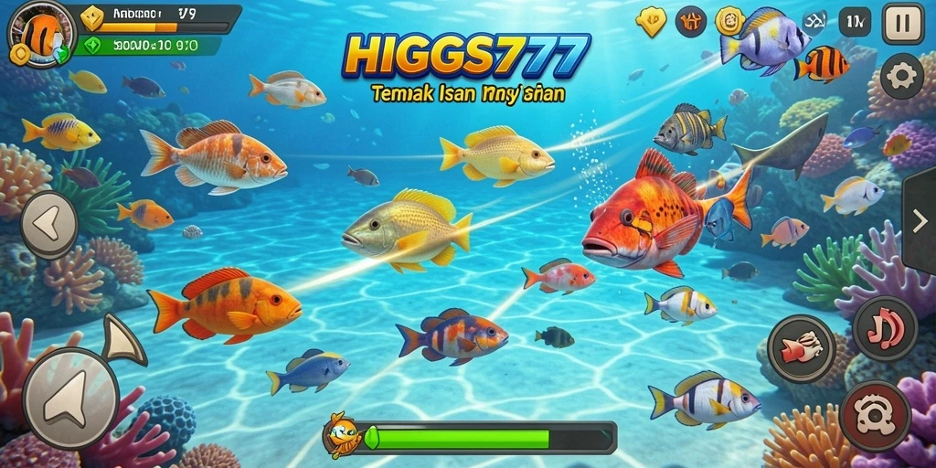 Tampilan gameplay HIGGS777 yang menampilkan aksi tembak ikan yang seru.
