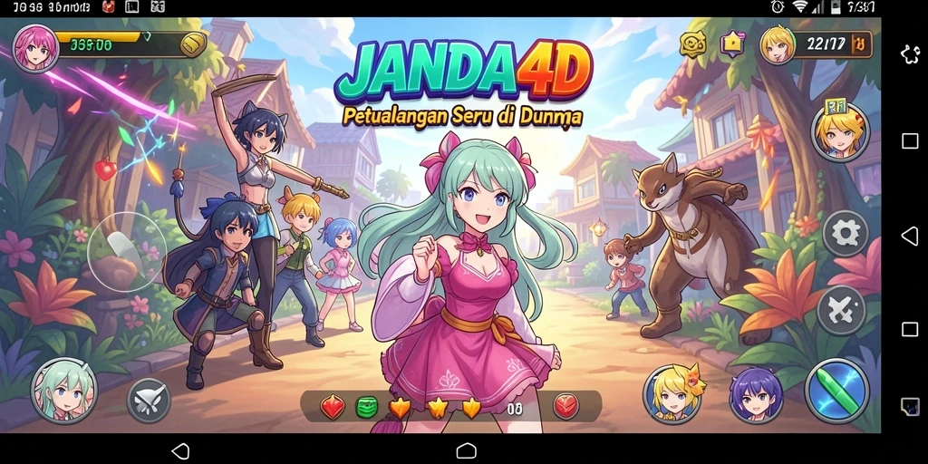 Screenshot gameplay JANDA4D dengan karakter anime yang menawan.