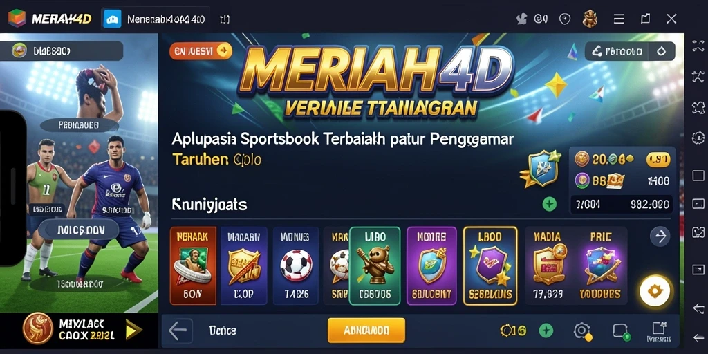 Tampilan utama aplikasi MERIAH4D dengan fitur taruhan olahraga.