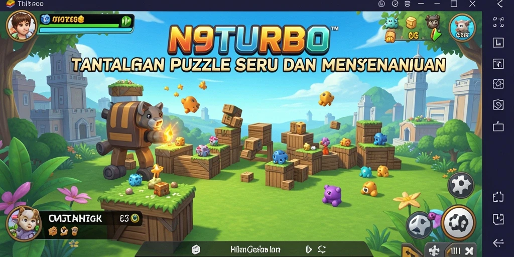 Tampilan gameplay seru dari N9TURBO dengan berbagai tantangan puzzle.