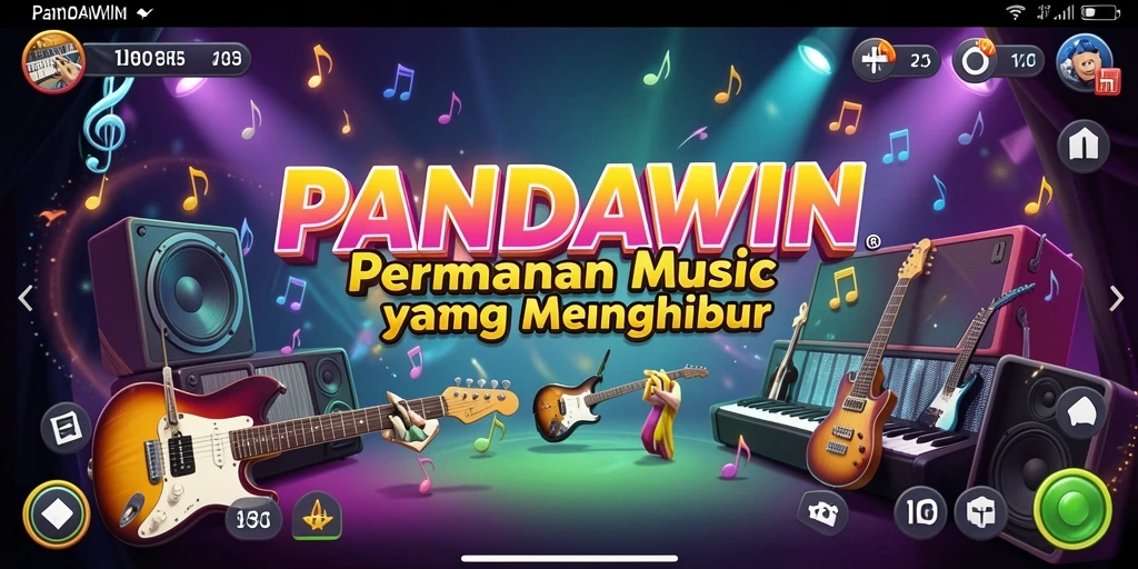 Screenshot gameplay <strong>PANDAWIN</strong> menampilkan interaksi pemain dengan musik.