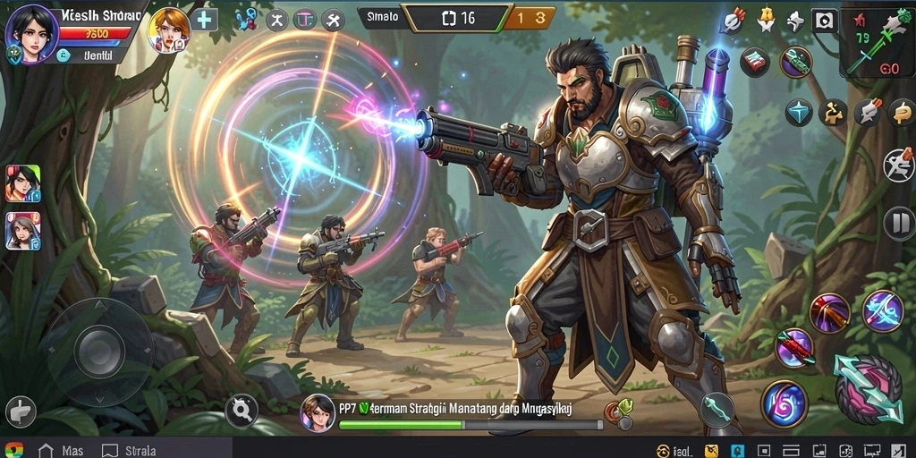 Tampilan gameplay PP7 dengan pertempuran strategi yang intens.