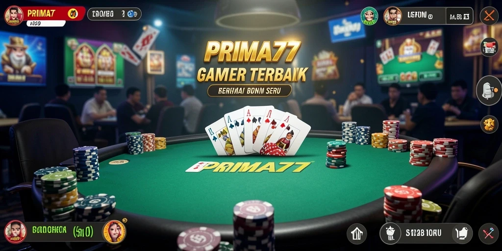 Tampilan gameplay seru dan interaktif di PRIMA77 saat bermain Poker.