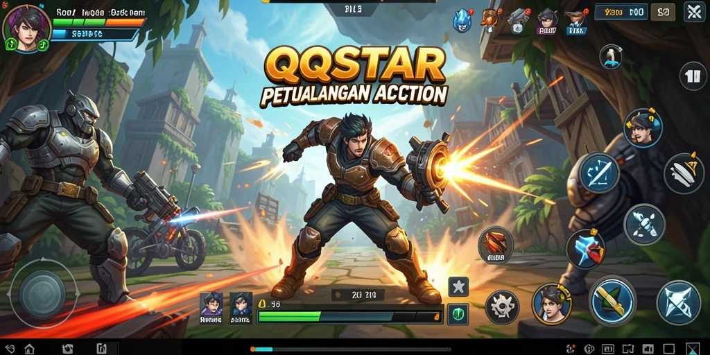 Tampilan gameplay QQSTAR yang mendebarkan dan penuh aksi.