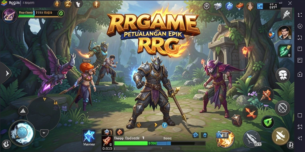 Screenshot menunjukkan pertempuran seru dalam RPGAME.