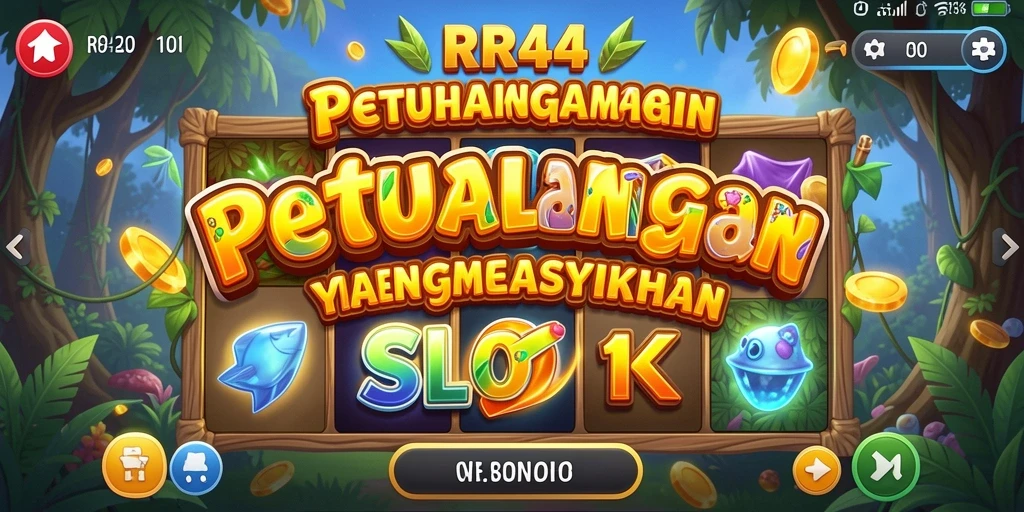 Screenshot gameplay RR44 menampilkan mesin slot yang penuh warna.