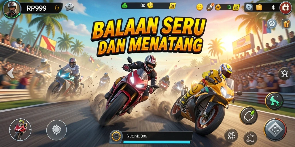 Tampilan gameplay RR999 yang mendebarkan dan penuh aksi dalam balapan.
