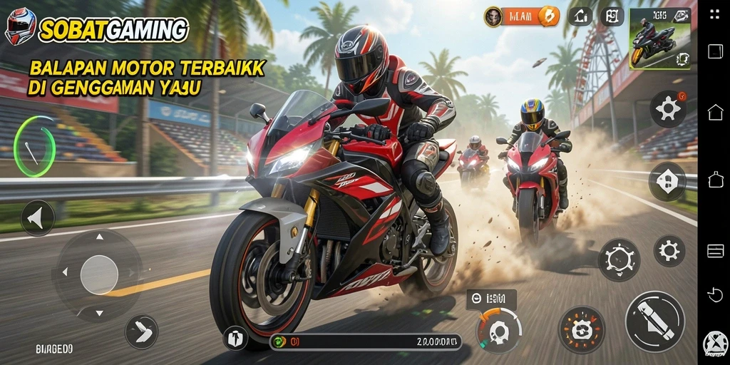 Tampilan gameplay balapan motor yang mendebarkan di SOBATGAMING.